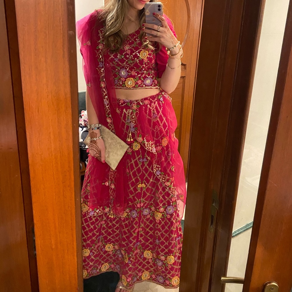 Pink Sequin Embroidered Lehenga